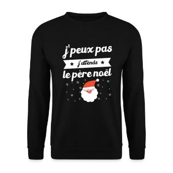 Je peux pas j'attends le père noël - Sweat-shirt Unisexe - noir - Devant - Alina (178cm) & Michal (187cm)