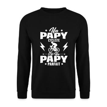 Un papy cycliste est un papy parfait Cadeau - Sweat-shirt Unisexe - noir - Devant - Alina (178cm) & Michal (187cm)