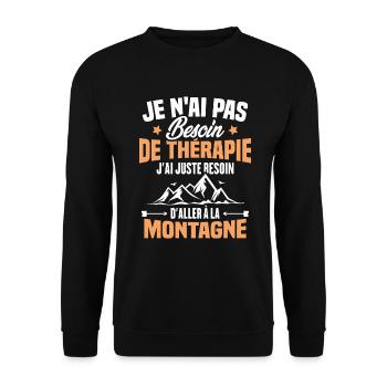 Cadeau J'ai juste besoin d'aller à la montagne - Sweat-shirt Unisexe - noir - Devant - Alina (178cm) & Michal (187cm)