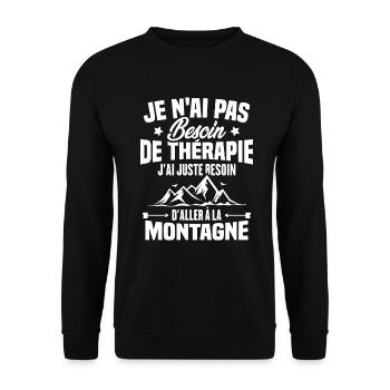 Cadeau J'ai juste besoin d'aller à la montagne - Sweat-shirt Unisexe - noir - Devant - Alina (178cm) & Michal (187cm)
