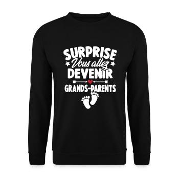 Surprise vous allez devenir grands parents - Sweat-shirt Unisexe - noir - Devant - Alina (178cm) & Michal (187cm)
