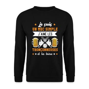J'aime les Tronçonneuses et la Bière Cadeau - Sweat-shirt Unisexe - noir - Devant - Alina (178cm) & Michal (187cm)