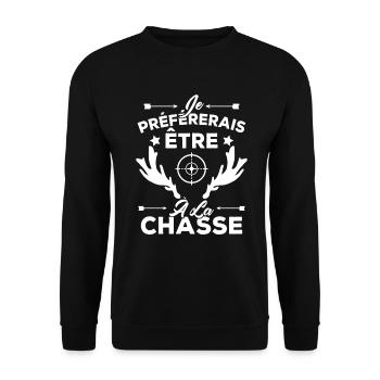 Je préférerais être à la chasse, Cadeau Chasseur - Sweat-shirt Unisexe - noir - Devant - Alina (178cm) & Michal (187cm)