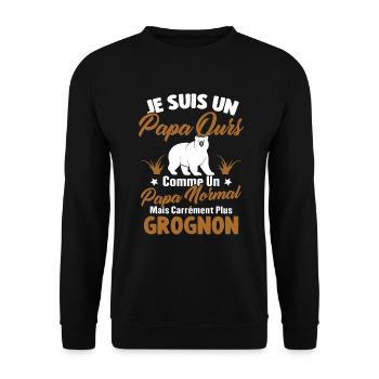 Je suis un papa ours c'est comme un papa normal - Sweat-shirt Unisexe - noir - Devant - Alina (178cm) & Michal (187cm)