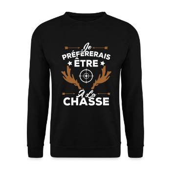 Je préférerais être à la chasse, Cadeau Chasseur - Sweat-shirt Unisexe - noir - Devant - Alina (178cm) & Michal (187cm)