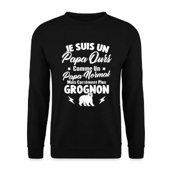 Je suis un papa ours c'est comme un papa normal - Sweat-shirt Unisexe - noir - Devant - Alina (178cm) & Michal (187cm)