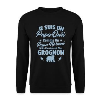 Je suis un papa ours c'est comme un papa normal - Sweat-shirt Unisexe - noir - Devant - Alina (178cm) & Michal (187cm)