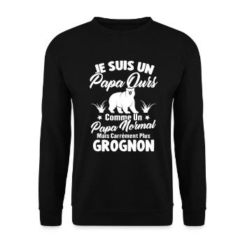 Je suis un papa ours c'est comme un papa normal - Sweat-shirt Unisexe - noir - Devant - Alina (178cm) & Michal (187cm)
