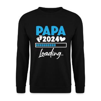 Dad 2024 Loading kündigt Schwangerschaft Future Dad an - Unisex Pullover - Schwarz - Vorne - Alina (178cm) & Michal (187cm)