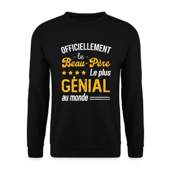 Cadeau Le Beau père le plus genial au monde - Sweat-shirt Unisexe - noir - Devant - Alina (178cm) & Michal (187cm)