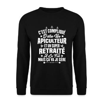 Un apiculteur et un super retraité - Sweat-shirt Unisexe - noir - Devant - Alina (178cm) & Michal (187cm)