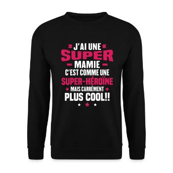 J'ai une super mamie c'est comme une super héroïne - Sweat-shirt Unisexe - noir - Devant - Alina (178cm) & Michal (187cm)