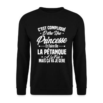 Princesse et pétanque - Sweat-shirt Unisexe - noir - Devant - Alina (178cm) & Michal (187cm)