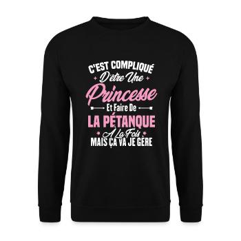 Princesse et pétanque - Sweat-shirt Unisexe - noir - Devant - Alina (178cm) & Michal (187cm)