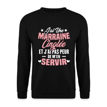 J'ai une marraine cinglée et je peux m'en servir - Sweat-shirt Unisexe - noir - Devant - Alina (178cm) & Michal (187cm)