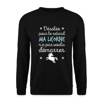 Ma licorne n'a pas voulu démarrer Cadeau femme - Sweat-shirt Unisexe - noir - Devant - Alina (178cm) & Michal (187cm)