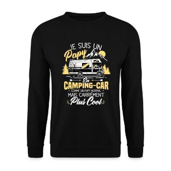 Je suis papy en camping-car comme un papy normal - Sweat-shirt Unisexe - noir - Devant - Alina (178cm) & Michal (187cm)