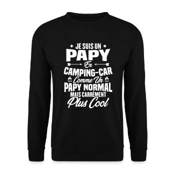 Je suis papy en camping-car comme un papy normal - Sweat-shirt Unisexe - noir - Devant - Alina (178cm) & Michal (187cm)