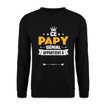 Ce papy génial appartient à [Personnalisable] - Sweat-shirt Unisexe - noir - Devant - Alina (178cm) & Michal (187cm)