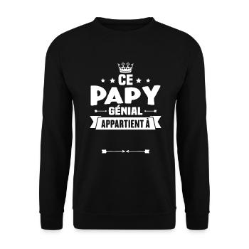 Ce papy génial appartient à [Personnalisable] - Sweat-shirt Unisexe - noir - Devant - Alina (178cm) & Michal (187cm)