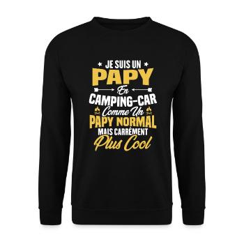Je suis papy en camping-car comme un papy normal - Sweat-shirt Unisexe - noir - Devant - Alina (178cm) & Michal (187cm)