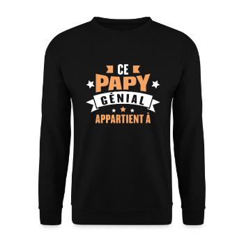 Ce papy génial appartient à [Personnalisable] - Sweat-shirt Unisexe - noir - Devant - Alina (178cm) & Michal (187cm)