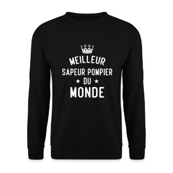Cadeau Meilleur sapeur pompier du monde - Sweat-shirt Unisexe - noir - Devant - Alina (178cm) & Michal (187cm)