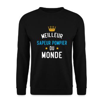 Cadeau Meilleur sapeur pompier du monde - Sweat-shirt Unisexe - noir - Devant - Alina (178cm) & Michal (187cm)