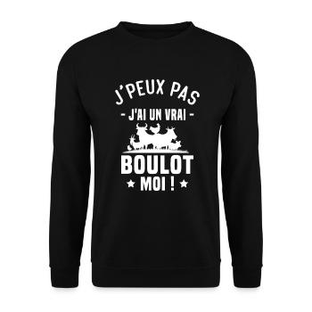 J’peux pas j’ai un vrai boulot moi ! - Sweat-shirt Unisexe - noir - Devant - Alina (178cm) & Michal (187cm)