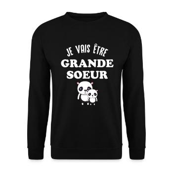 Je vais être grande-sœur, future grande soeur - Sweat-shirt Unisexe - noir - Devant - Alina (178cm) & Michal (187cm)