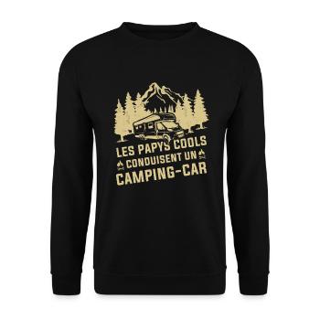 Les Papys Cool Conduisent Un Camping-car - Sweat-shirt Unisexe - noir - Devant - Alina (178cm) & Michal (187cm)