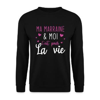 Ma marraine moi c'est pour la vie - Sweat-shirt Unisexe - noir - Devant - Alina (178cm) & Michal (187cm)
