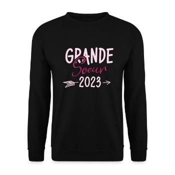 Grande Soeur 2023, Cadeau future soeur - Sweat-shirt Unisexe - noir - Devant - Alina (178cm) & Michal (187cm)