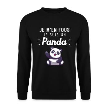 Je m'en fous je suis un panda Humour Cadeau - Sweat-shirt Unisexe - noir - Devant - Alina (178cm) & Michal (187cm)