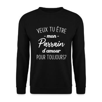 Veux Tu Être Mon Parrain d'amour pour toujours - Sweat-shirt Unisexe - noir - Devant - Alina (178cm) & Michal (187cm)