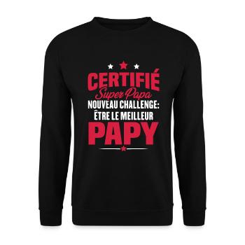 Cadeau nouveau challenge être le meilleur papy - Sweat-shirt Unisexe - noir - Devant - Alina (178cm) & Michal (187cm)