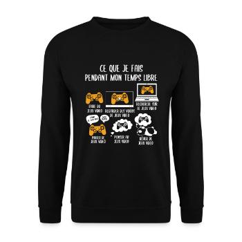 Ce que je fais pendant mon temps libre Jeux video - Sweat-shirt Unisexe - noir - Devant - Alina (178cm) & Michal (187cm)