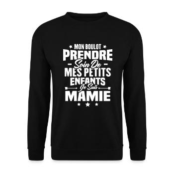 Prendre soin de mes petits enfants, Je suis mamie - Sweat-shirt Unisexe - noir - Devant - Alina (178cm) & Michal (187cm)