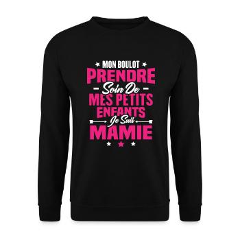 Prendre soin de mes petits enfants, Je suis mamie - Sweat-shirt Unisexe - noir - Devant - Alina (178cm) & Michal (187cm)