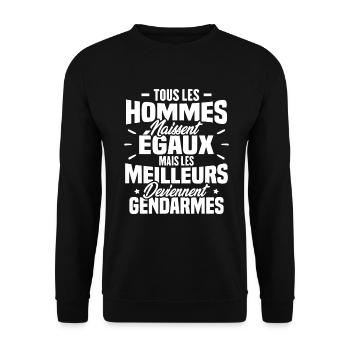 Les meilleurs hommes deviennent gendarmes - Sweat-shirt Unisexe - noir - Devant - Alina (178cm) & Michal (187cm)