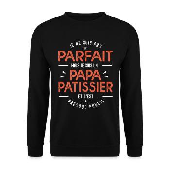 papa patissier cadeau cool papa - Sweat-shirt Unisexe - noir - Devant - Alina (178cm) & Michal (187cm)