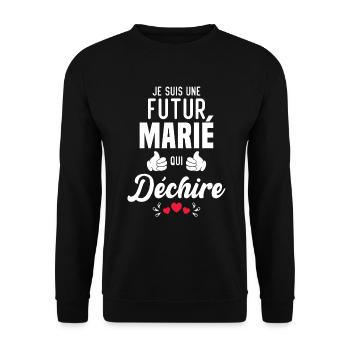 Cadeau Je suis un futur marié qui déchire - Sweat-shirt Unisexe - noir - Devant - Alina (178cm) & Michal (187cm)