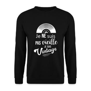 Je ne suis pas vieille, je suis vintage - Sweat-shirt Unisexe - noir - Devant - Alina (178cm) & Michal (187cm)