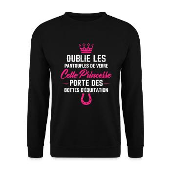 Cette Princesse Porte Des Bottes D'équitation - Sweat-shirt Unisexe - noir - Devant - Alina (178cm) & Michal (187cm)
