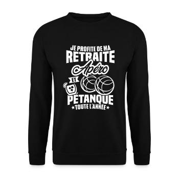 Je profite de ma retraite apéro et pétanque - Sweat-shirt Unisexe - noir - Devant - Alina (178cm) & Michal (187cm)