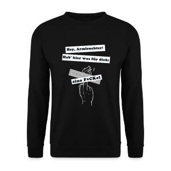 hier eine F*Ckel für dich! - Unisex Pullover - Schwarz - Vorne - Alina (178cm) & Michal (187cm)