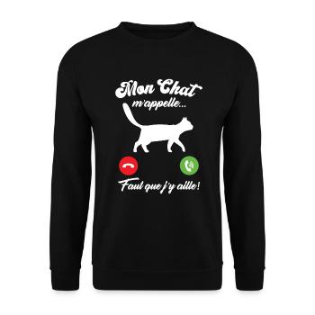 Mon chat m'appelle - Sweat-shirt Unisexe - noir - Devant - Alina (178cm) & Michal (187cm)