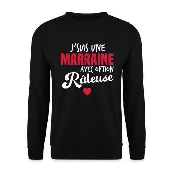 Je suis une marraine avec option râleuse - Sweat-shirt Unisexe - noir - Devant - Alina (178cm) & Michal (187cm)