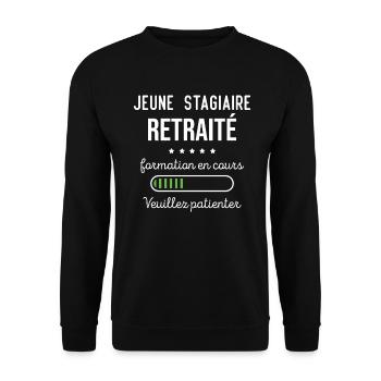Jeune stagiaire retraité formation en cours - Sweat-shirt Unisexe - noir - Devant - Alina (178cm) & Michal (187cm)