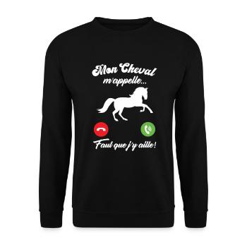 Mon cheval m'appelle faut quẹ j’y aille - Sweat-shirt Unisexe - noir - Devant - Alina (178cm) & Michal (187cm)